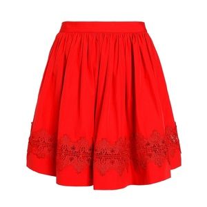 Red knee length skirt